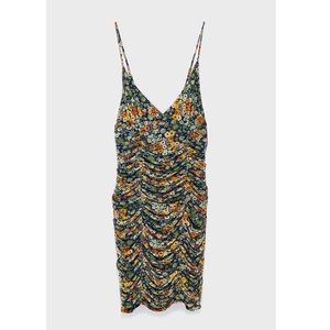 UO Ruched Floral Print Mini Dress